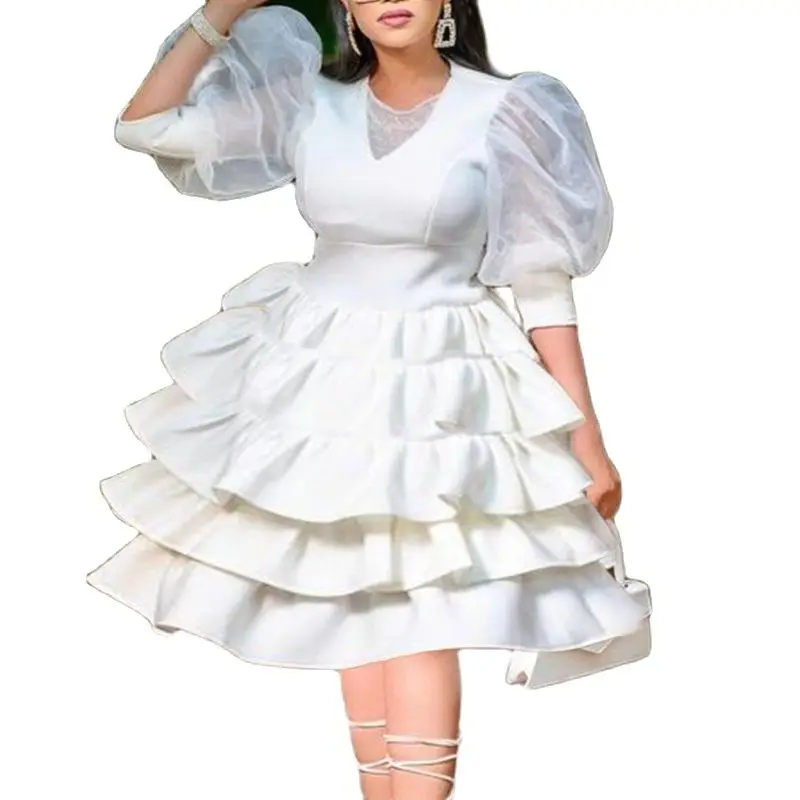 

2022 Elegant African Women Evening Party Dress Vintage Tiered Layered Guest Wedding Party Dress Communion Celebrity Prom Gowns