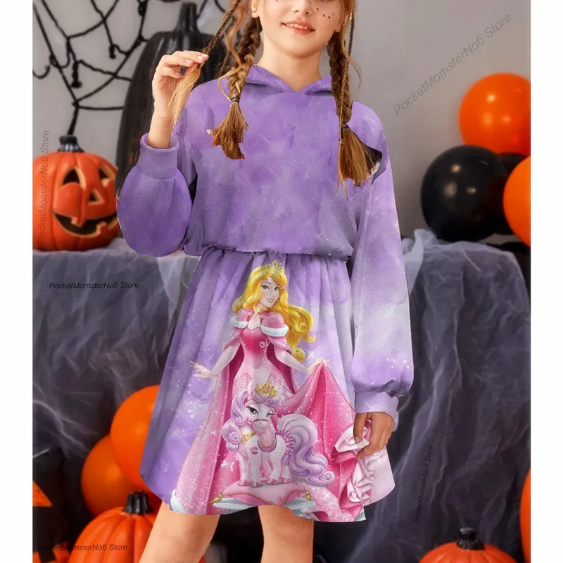 

Disney Girls Aurora Sleeping Beauty Girls Printed Sweatshirt Hoodie Dress Costume Kids Long Sleeve Pullover Sweater Fall Hoodie