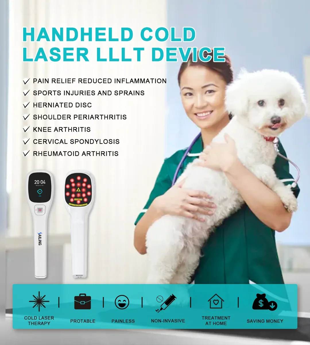 Ручной бестселлер Handhold Cold las er Устройство для терапии красным светом Портативный