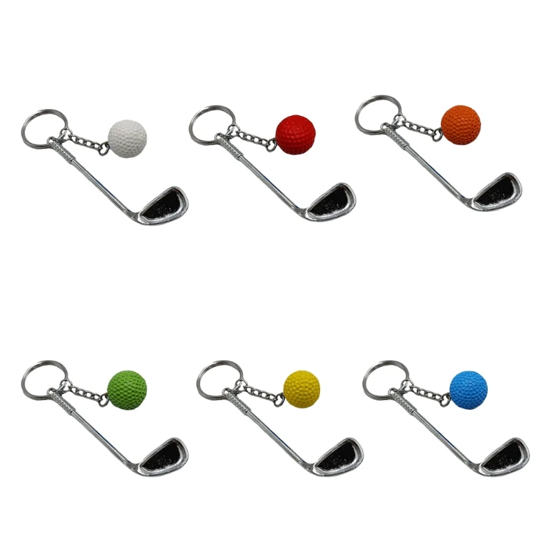 

Sports Clubs Backpack Decoration, Creative Cute Gift for Sports Lover Golf Keychain Mini Golf Rod & Golf Ball Key Ring