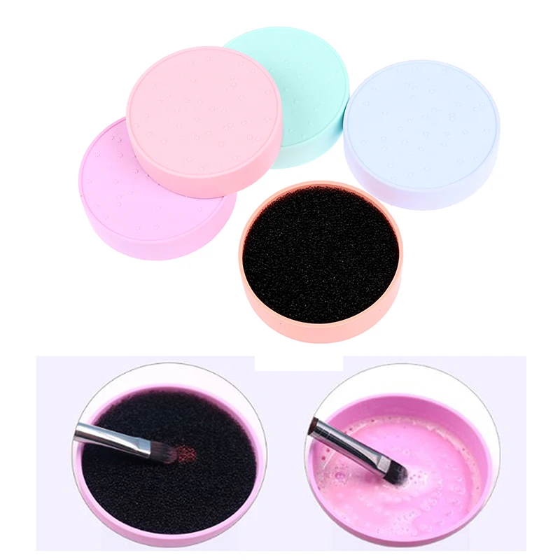 

5 Color Makeup Brush Cleaning Tool Dry Cleaning Box Sponge Makeup Brush Cleaner High Quality Silicone Cleaning Tool