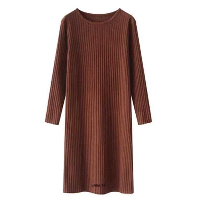 

Женское трикотажное платье-свитер, повседневное свободное Черное длинное платье-свитер в винтажном стиле, большие размеры 6XL 150 кг, Осень-зи...