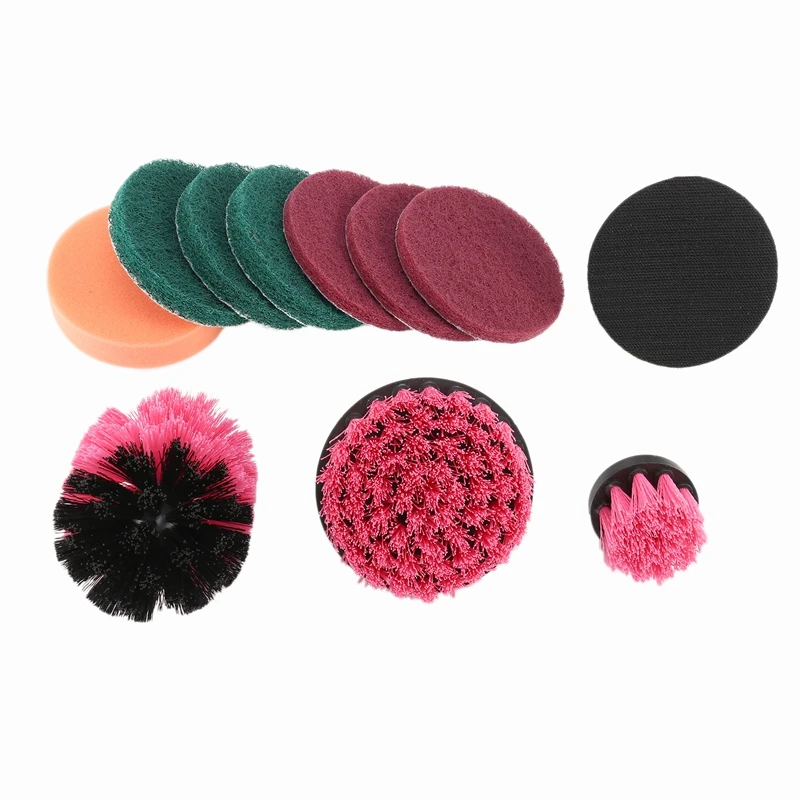 

11Pcs Electric Drill Brush Set,2/3.5/4 Inch Cordless Electric Drill Cleaning Brush Polishing Sponge Polishing Disc