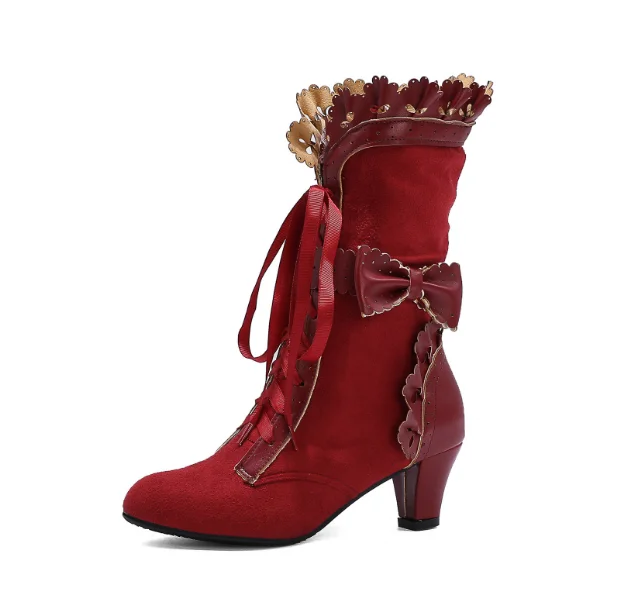 

Renaissance Gothic Medieval Retro Victorian Steampunk Cosplay PU Shoes Boots For Women