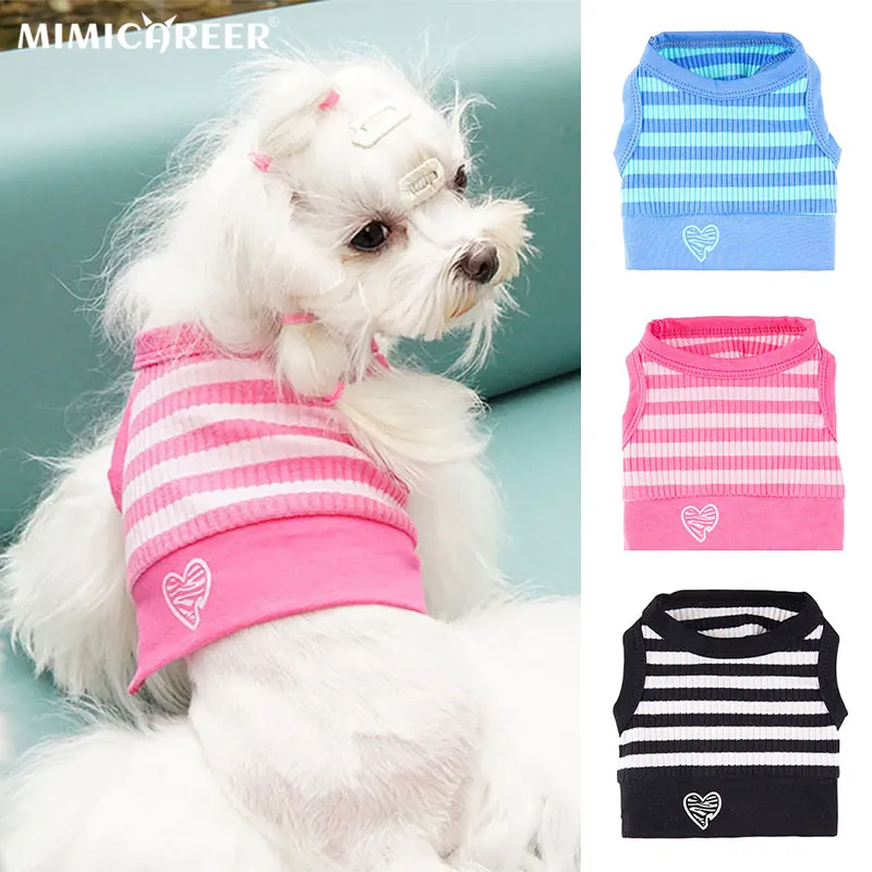 

Dog Vest Half T-shirt Summer Thin Striped Sweet Kitten & Puppy Shirt Lightweight Dog Clothing for Small Dogs Pet Supplies