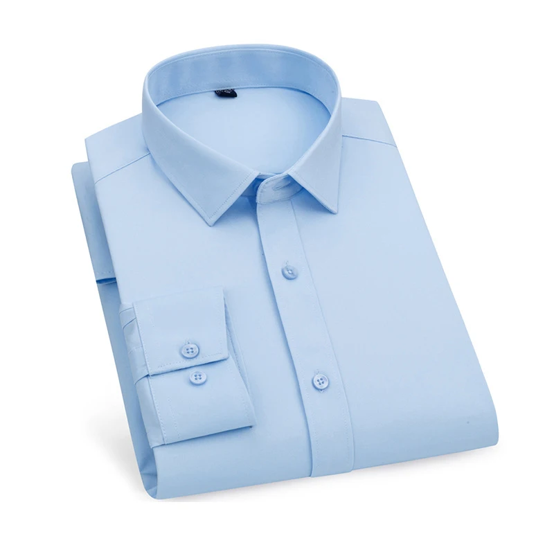 EUOW 2022 Fashion Fiber Elastic Men Suit Shirt Summer New Solid Color Long Sleeved Tops Professional Wear Tooling Casual Shirts