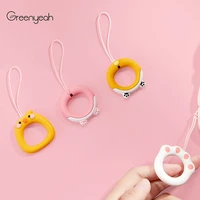 cartoon lanyard pink phone keychain lanyard silicon finger ring phone charm strap for iphone 11 13 12 mobile phone accessories