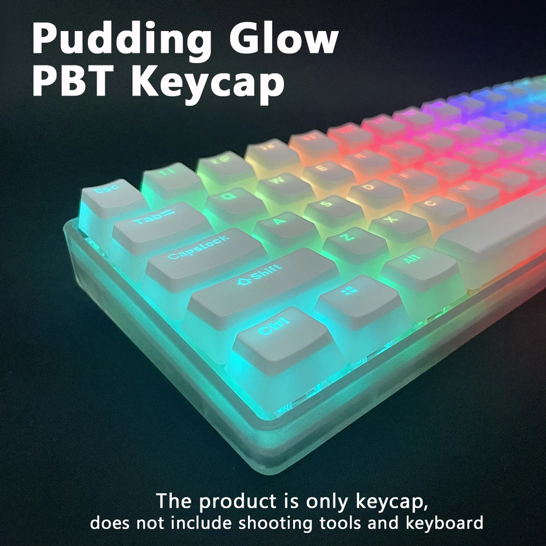 

129 Keys PBT Keycap Double Layer Pudding Keycaps English Personalized Glow Keycaps for Cherry MX Switch Mechanical Keyboard