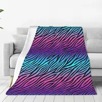 Zebra Skin Colorful Pattern Animal Blanket Fleece Decoration Multifunction Warm Throw Blanket for Bed Couch Bedding Throws