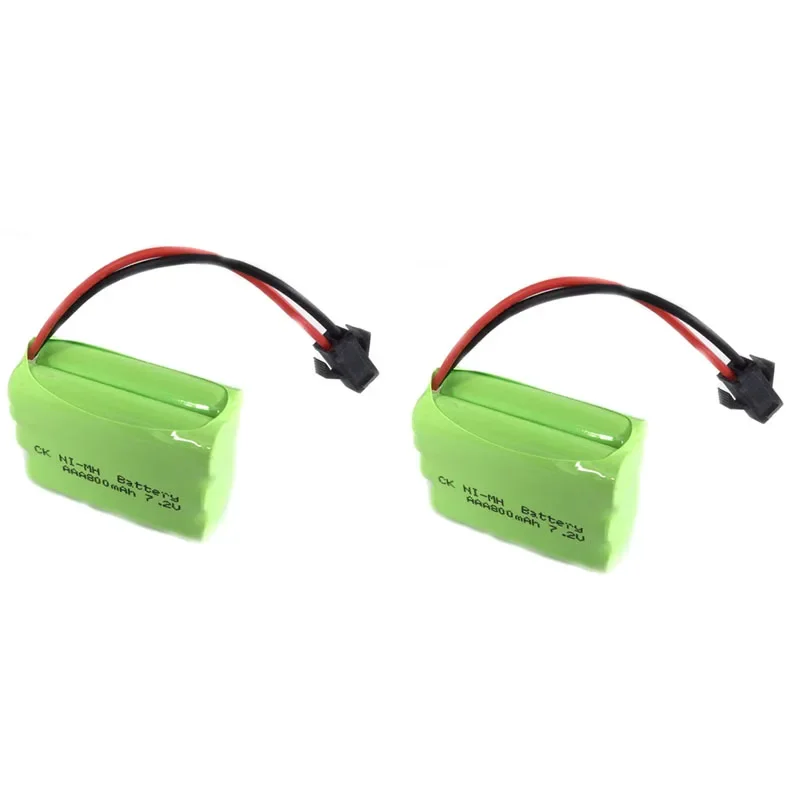 

Lot 2pcs Durable Double-deck 7.2V 800mAh 6x AAA Rechargeable Ni-MH RC Battery Pack for Remote Robot Boat Car Toys with Clip Plug