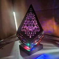 wooden hollow led projection night lamp bohemian polar star projector desk lamp household home decor holiday atmosphere lighting