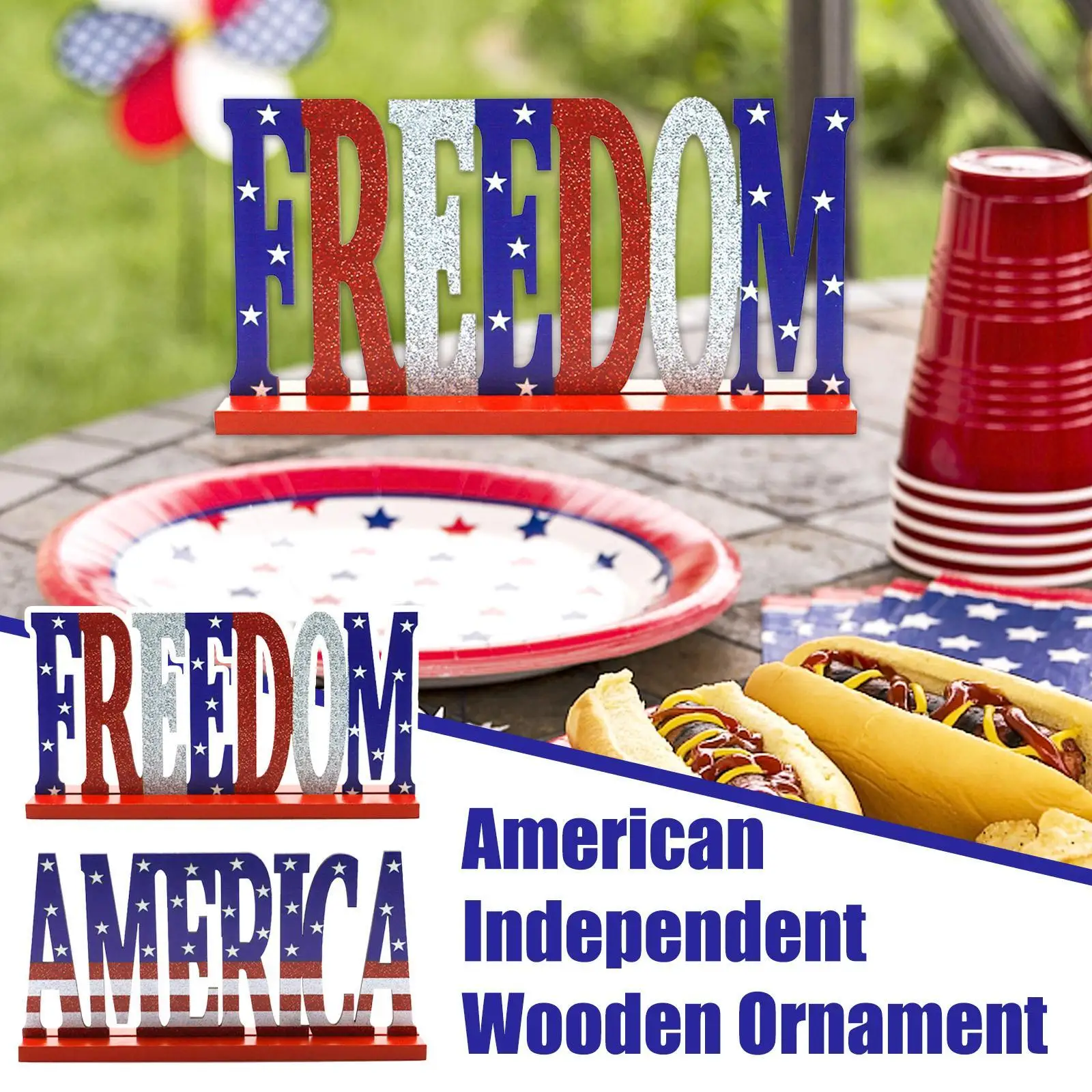 

1 шт., деревянные таблички для вечерние шения Дня независимости, 4 июля