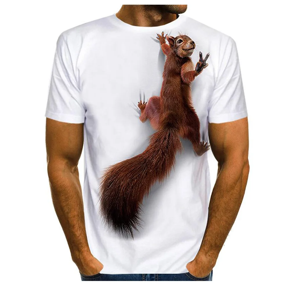 

T Shirt Mens Summer 2021 O Neck Squirrel 3D Printed T Shirts Short Sleeve Daily Casual Funny Tops Male Party Hip Hop T-Shirt
