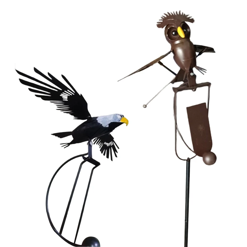 

K92A Metal Outdoor Decor Courtyard Lawn Eagle/Owl Stake Garden Ornament Owl Pile Rustic Eagle Stake Rustproof Patio Sculpture