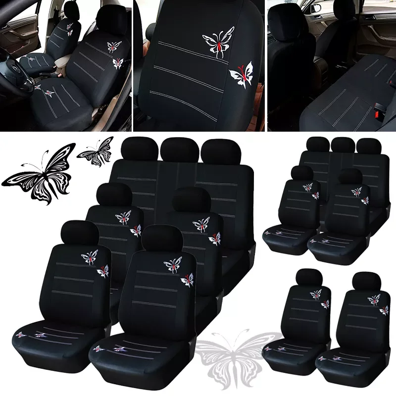 

7PCS Universal Car Seat Covers Butterfly print Polyester Fabric Fits Most Cars Covers For peugeot 307 Toyota