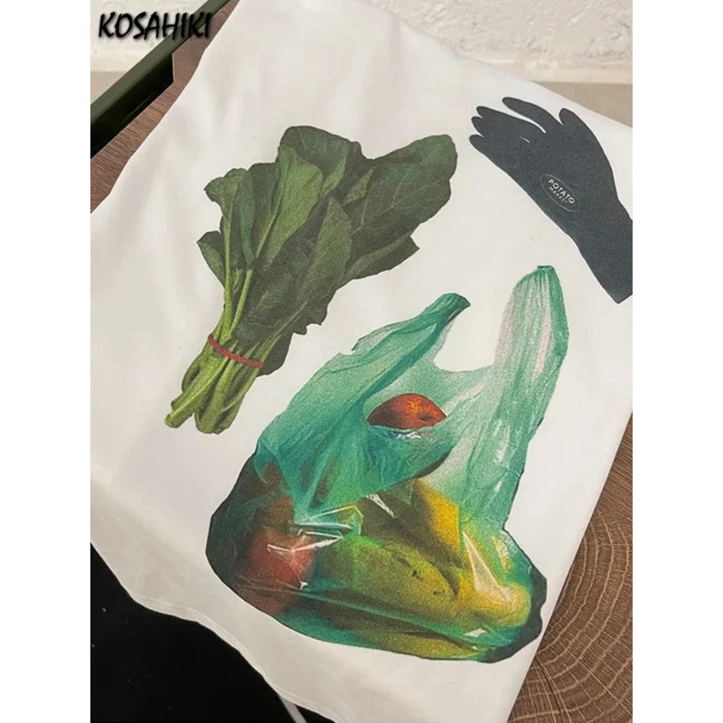 KOSAHIKI футболки с принтом в стиле гранж для женщин и мужчин Y2k эстетические топы