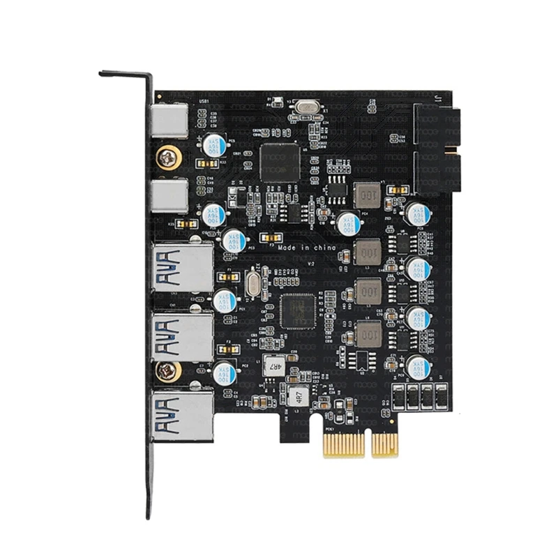 

5 Ports 5G USB Type C PCI-E Expansion Card 3xUSB 3.0+ 2x Type-C Hub Splitter PCI Express Adapter Universal for Desktop