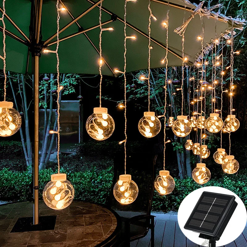 LED Solar Light Outdoor Waterproof Fairy Garland Votive bottle Curtain String Light Christmas Party Lamp for Garden Decoration