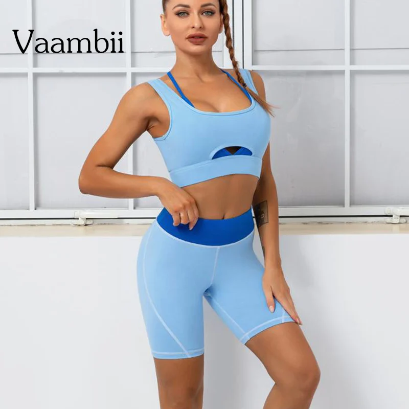 

Women's 2022 Gym Outfit 2 Piece Shorts Workout Sports Bra Tracksuit Female Yoga Sets Seamless Tracksuits Woman Sportswear