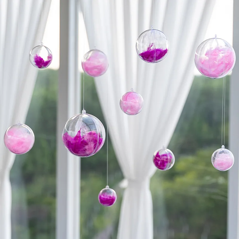 

10 шт., прозрачные шарики и перья для детской комнаты