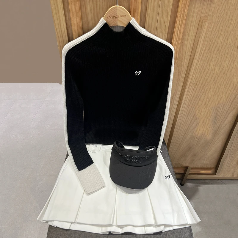 

Golf Wear Women's Sports Half Turtleneck Sweater Long Sleeved Slim-fit Top Sweater