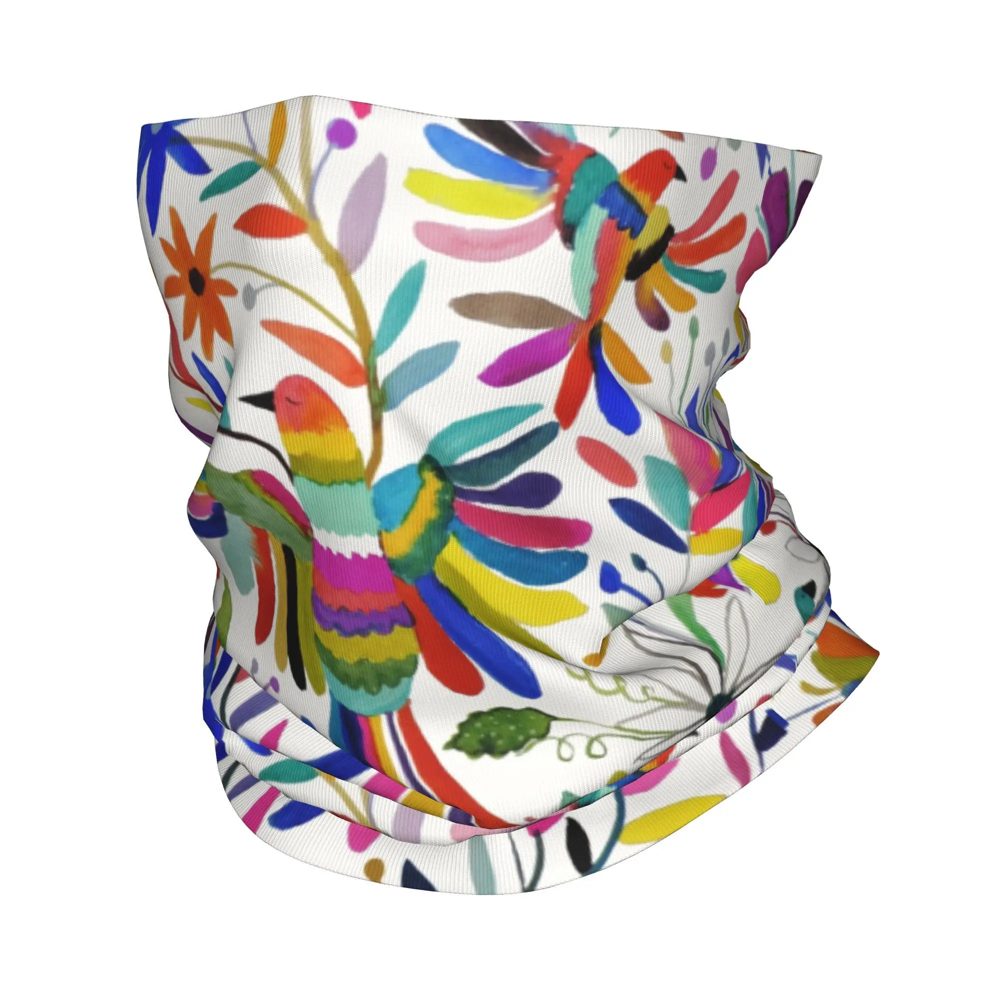 Custom Mexican Otomi Bird Bandana Neck Gaiter for Hiking Cycling Men Women Wrap Scarf Animal Embroidery Headband Warmer