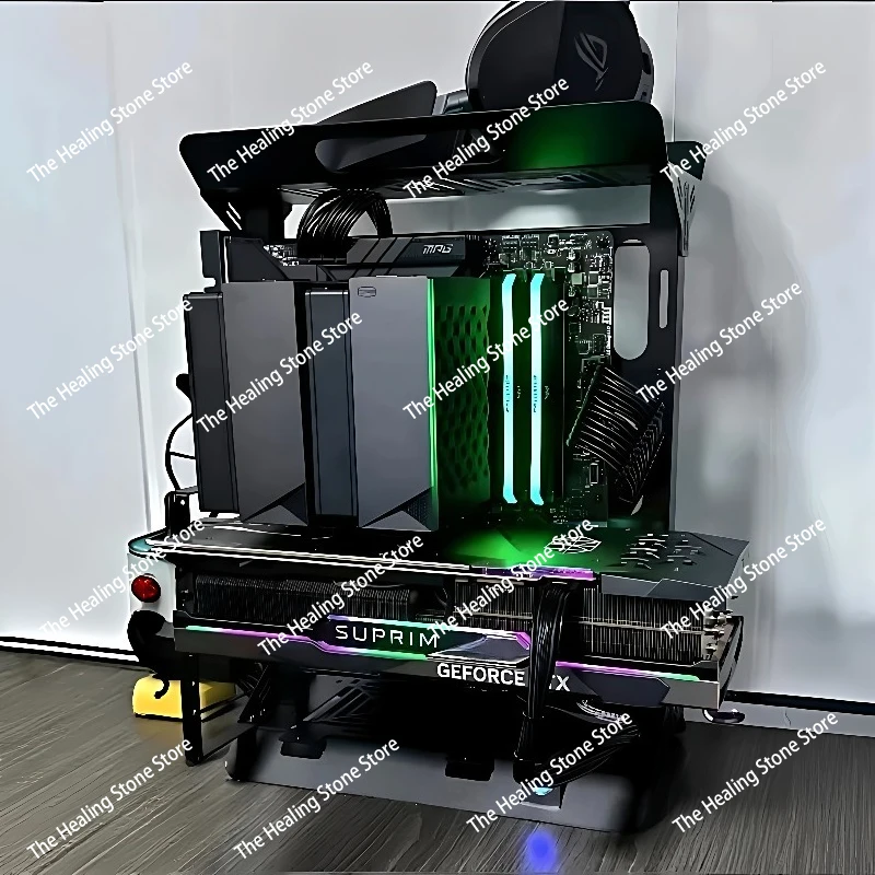 Фото Открытый корпус для ПК ATX/MATX, настольный, для ITX, с вертикальным подключением видеокарты, DIY, малый форм-фактор №4