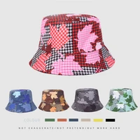 fishermans hat new big maple leaf color double sided wearing printed pattern pot hat men and women outdoor sunscreen sun hat