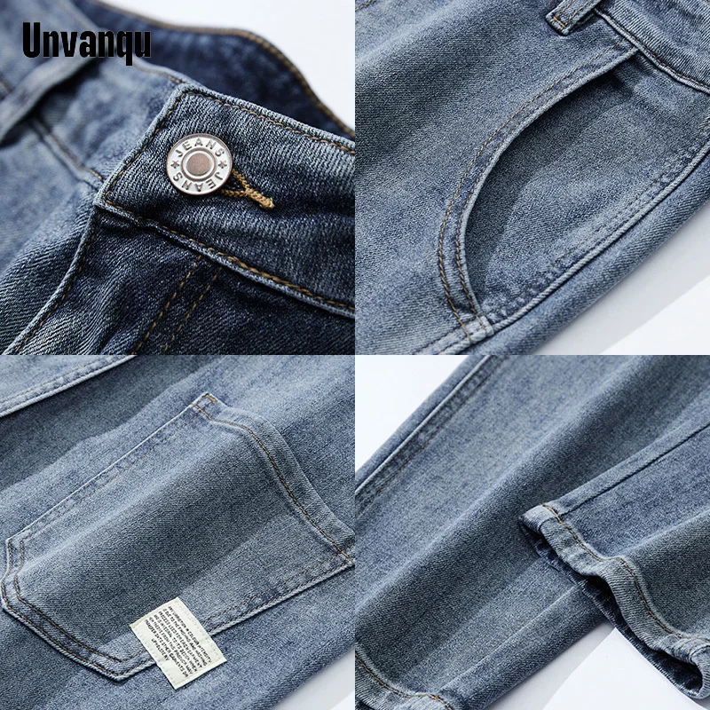 Уличная мода Unquvan в стиле Харадзюку мужские узкие джинсы весна-лето офисные