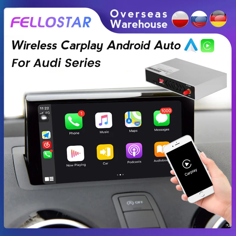

Беспроводной автомобильный декодер Apple CarPlay для AUDI A8 Q2 A1 Q7 A5 Q5 A6, Поддержка Android, автомобильная онлайн-карта, воспроизведение видео, автомобил...