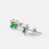 burmese jade butterfly earrings natural chinese 925 silver real dangler women green accessories gemstones jewelry talismans