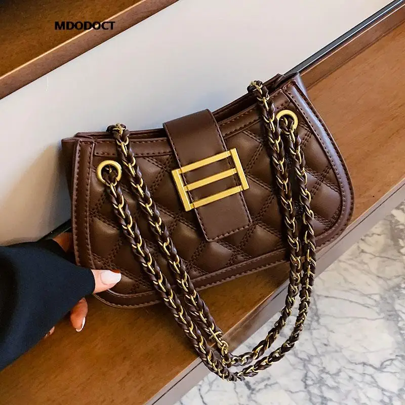 

New Luxury Designer Diamond Lattice Shoulder Bags For Women 2023 Classic Vintage Chain Crossbody Summer Fashion Ladies Handbags