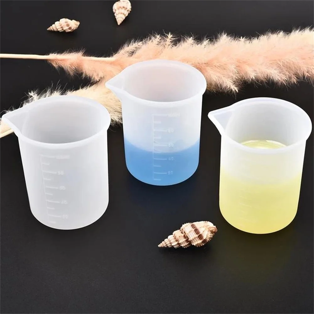 

3Pcs/Lot 100ml Transparent Silicone Measuring Cups Resin Cups with Scale DIY Non-stick Cake Epoxy Resin Jewelry Making Tools