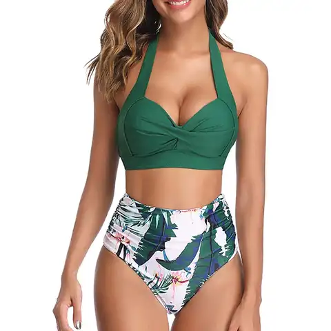 Women Designer Bikini for Women 2 Pieces Set High Waist Swimsuit Slimming Bathing Suit Female Push Up Vintage Beachwear