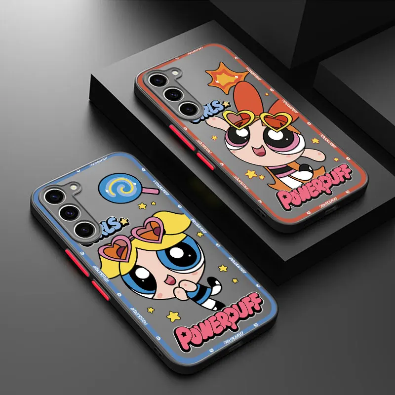 Матовый полупрозрачный чехол для телефона P-Powerpuff Girls Samsung Galaxy S23 S21 S20 FE S24 S22 Ultra S10 Lite