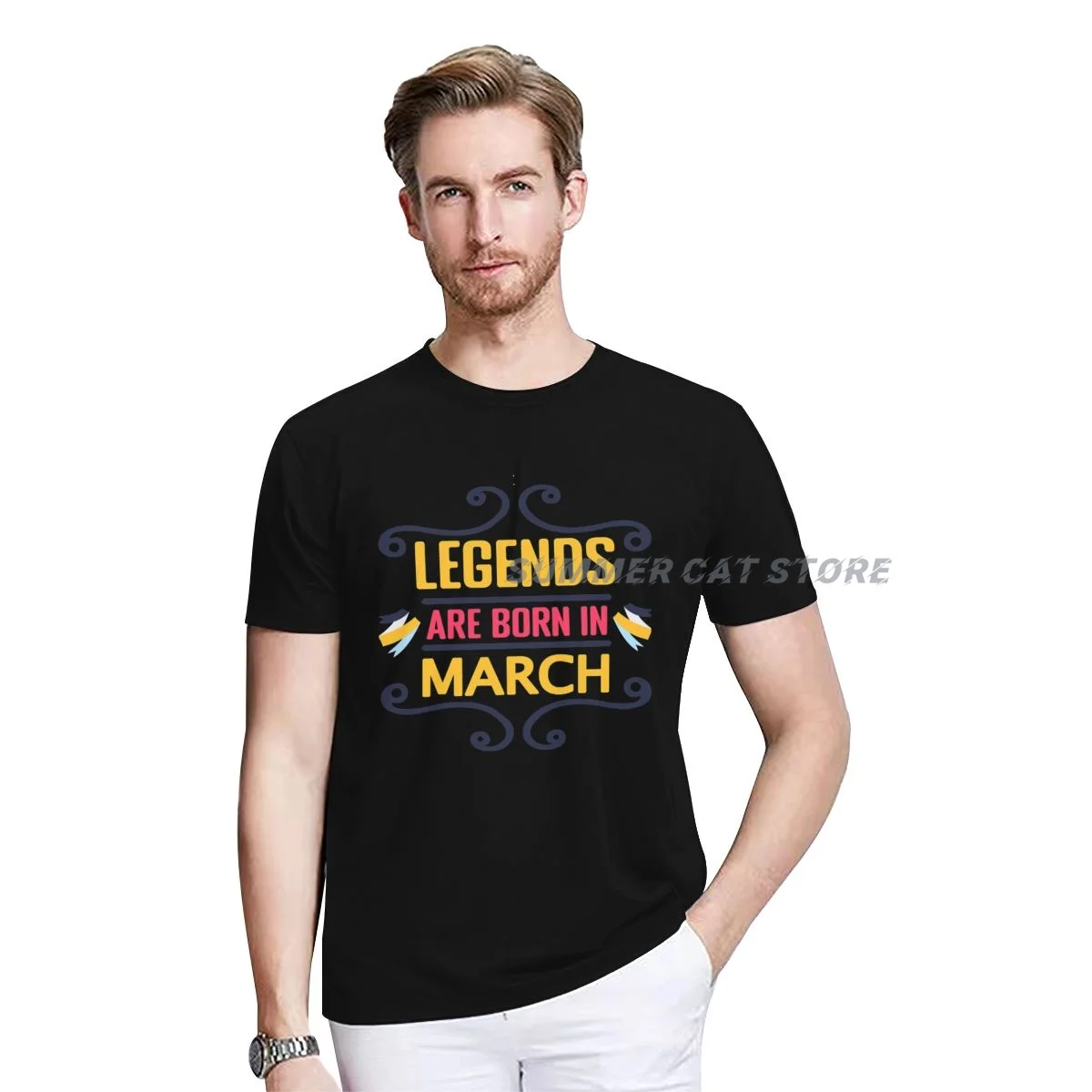 

Birthday Gift For Men Women Legend Are Born In MARCH t-Shirt For Men women Short Sleeve Plain Casual Fashion Clothes