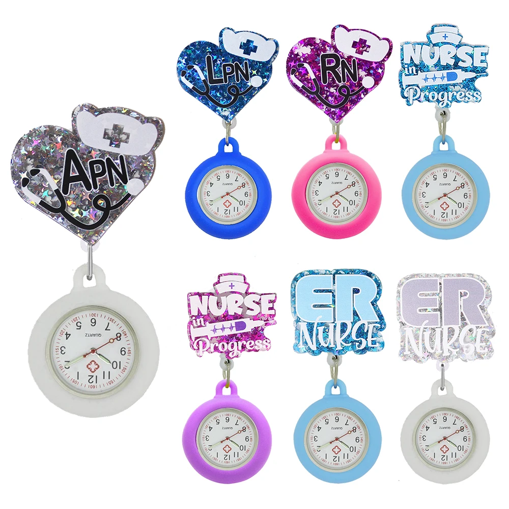 Карманные часы YIJIA вращающиеся на 360 ° с зажимом и иглами для медсестер