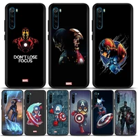 marvel phone case for redmi 6 6a 7 7a note 7 8 8a 8t 9 9s pro 4g 9t case soft silicone cover captain america man marvel