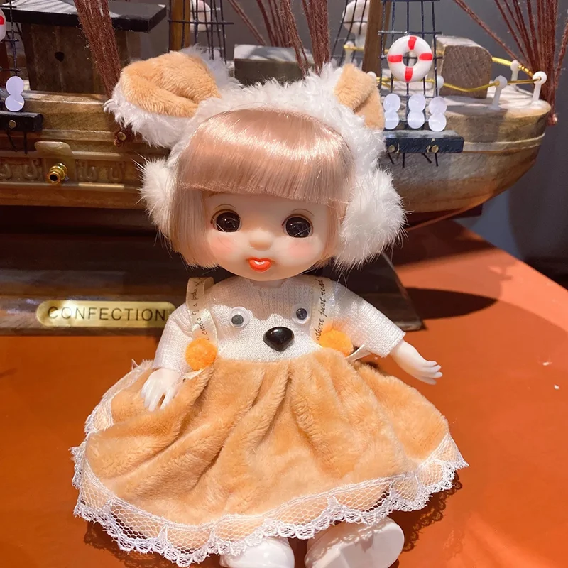 

17cm Cute Bjd Dolls For Girls Toy Movable Joints Can Be Changed For Clothing Doll