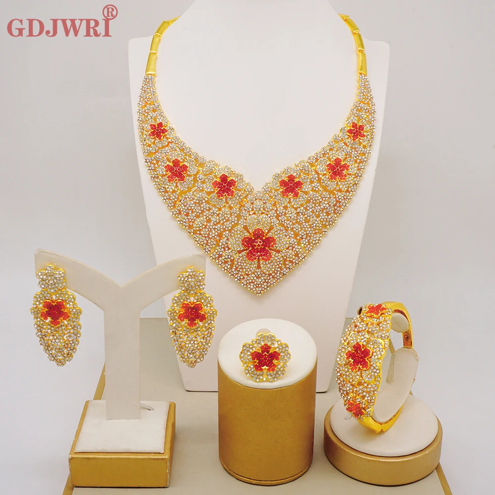 Дубай золотой цвет стены разы искусственный браслет серьги кольца наборы