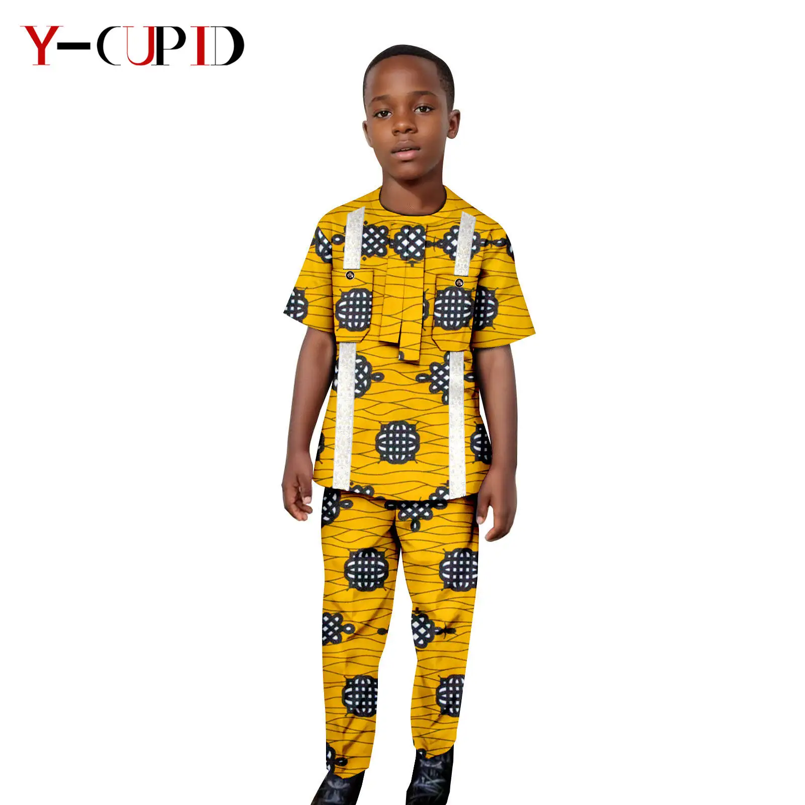 Африканская одежда Dashiki для детей лоскутный топ с принтом комплекты рубашек и