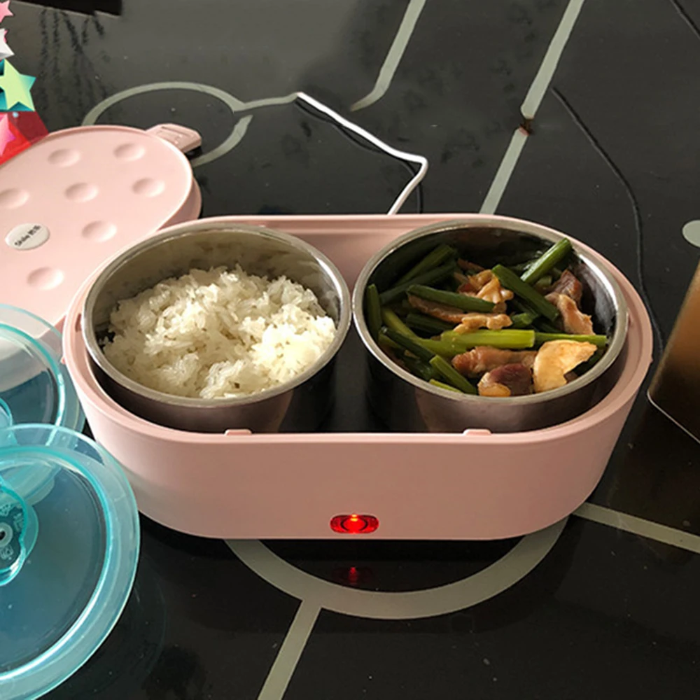 Electric Mini Lunch Box USB Charging Food Heater Container Car Home Travel Portable Rice Cooker Warmer Stainless Steel Bento Box images - 6