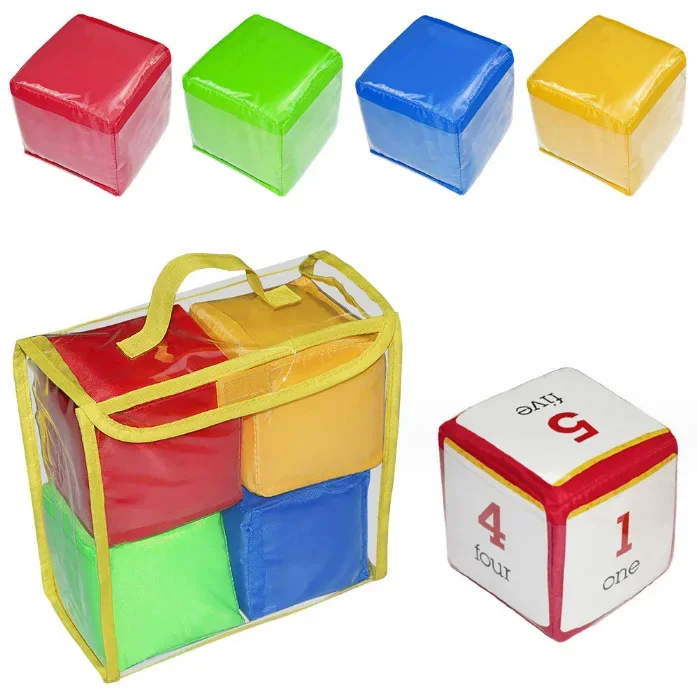 

2/4PCS Oversized Learning Dice Set 3.9inch DIY Education Playing Game Dice with 6 Sided Clear Pockets Early Education Toys
