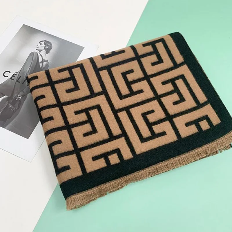 

Women's Shawl and Neck New Back-shaped Maze Double-sided Warm and Thick Imitation Cashmer Autumn and Winter Scarf