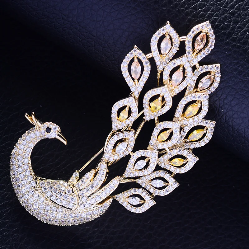 

Luxury Inlaid Dazzling Zircon Colorful Phoenix Ladies Brooch Banquet Cocktail Party Premium Accessories Pin Brooch Shawl Buckle