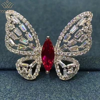 wuiha real 925 sterling silver marquise cut 5ct synthetic ruby diamond wedding party butterfly ring for women gift drop shipping