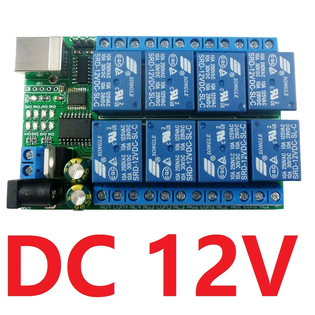 

2 в 1 DC 5 В 12 В 24 В 8-канальный USB-релейный модуль последовательного порта UART RS232 TTL-переключатель CH340 для Windows Linux MAX OS