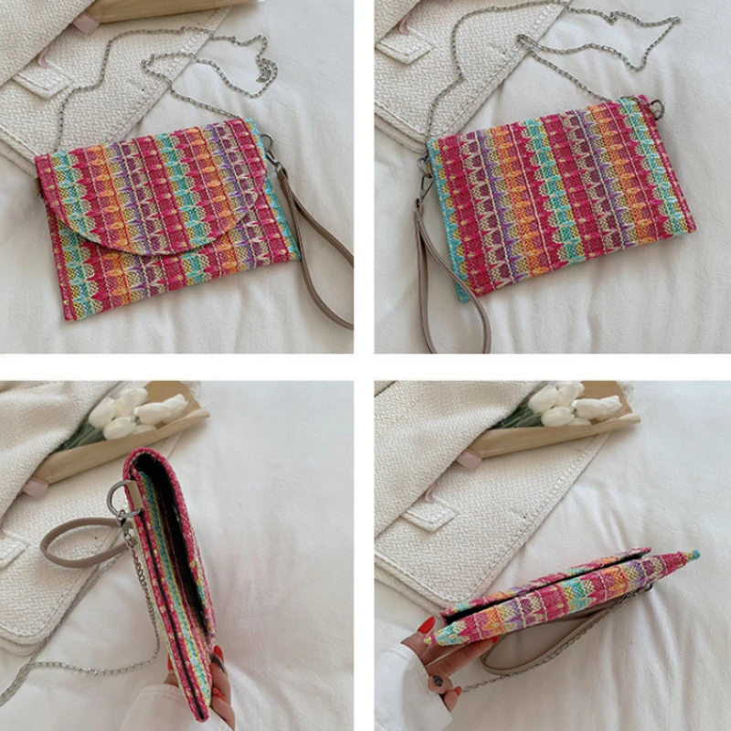 Vintage Envelope Bag 2023 Leisure Ethnic Fashion Chain Shoulder Bags  Messenger Bag Texture Small Square Bag for Women Handbag