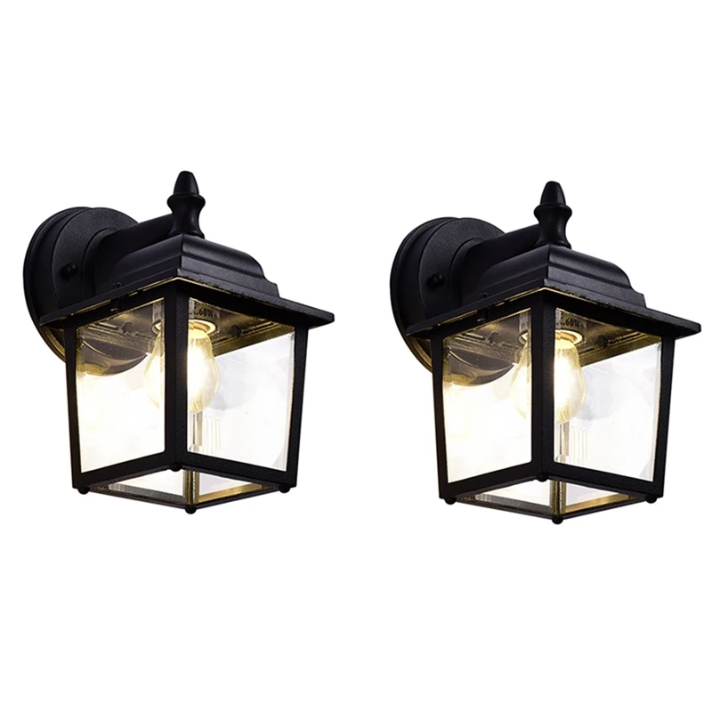 

Outdoor Wall Lantern, Exterior Waterproof Wall Sconce Light Fixtures, Black Front Door Wall Lighting With Clear Beveled