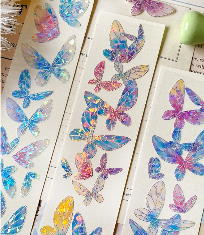 

Pink Blue Butterfly Shiny PET Tape Card Making Decorative Sticker